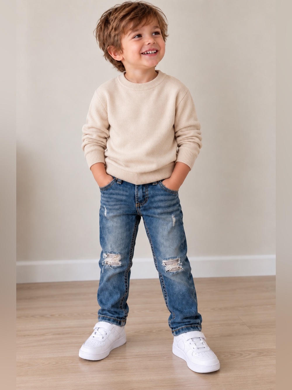 GAP Boys 2T Skinny Distressed Ripped Blue Jeans Adjustable Waist